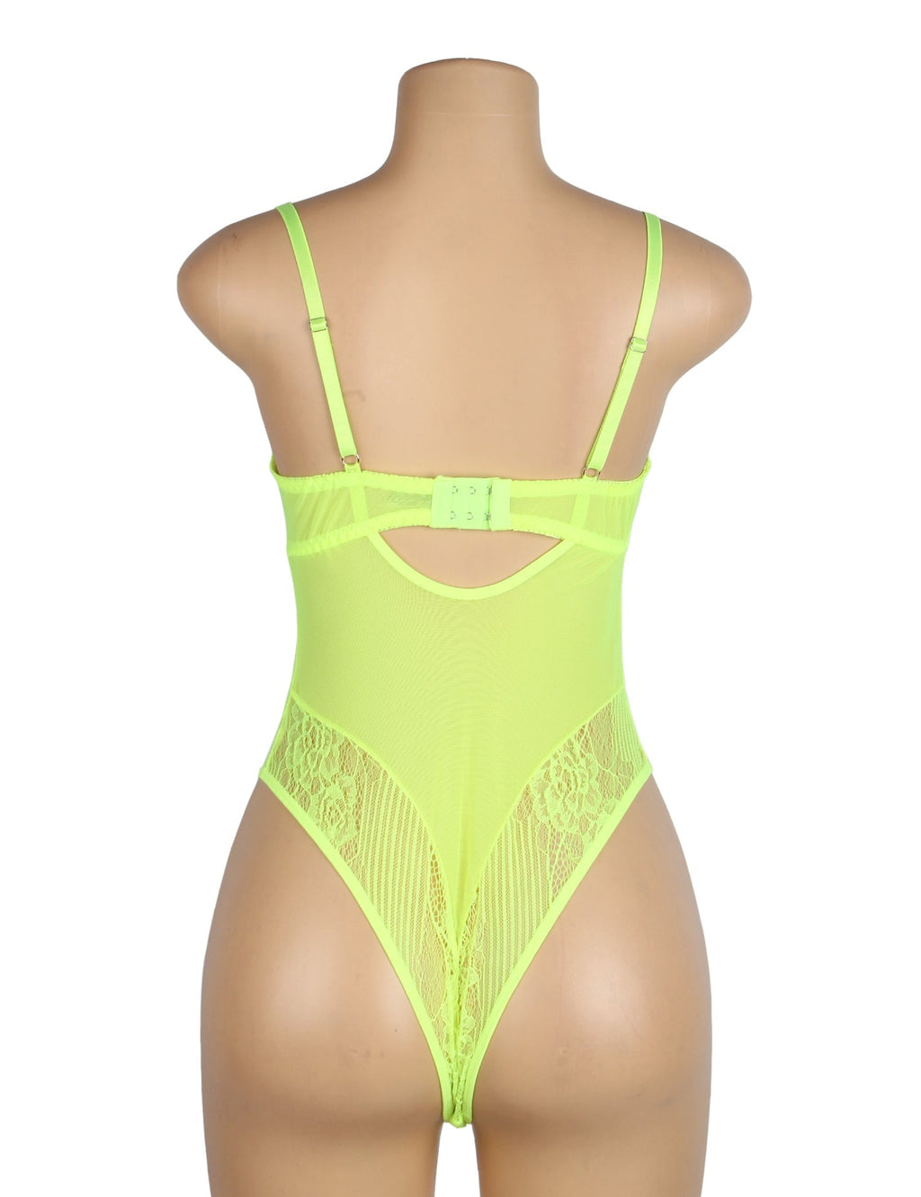 Light Green Lace Bodysuit – Underwire, Hook - Eye Back & Hollow Detail - TeaseFashion
