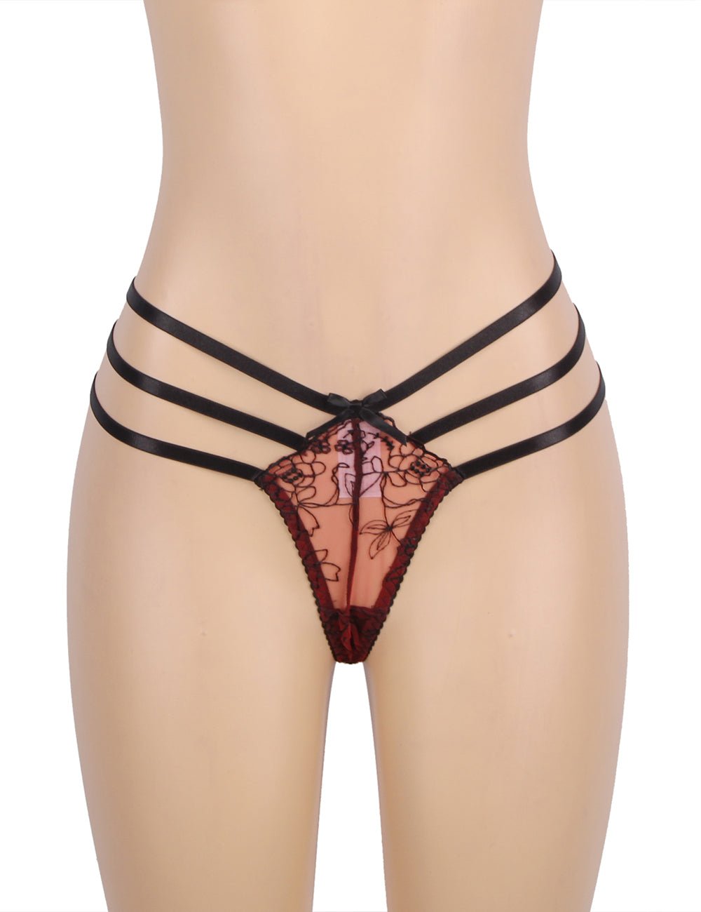 Light Red Mesh Babydoll with Adjustable Shoulder Straps - TeaseFashion