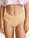 Nude Ice Silk High - Waist Seamless Thong – Trimmable Leg Opening - TeaseFashion
