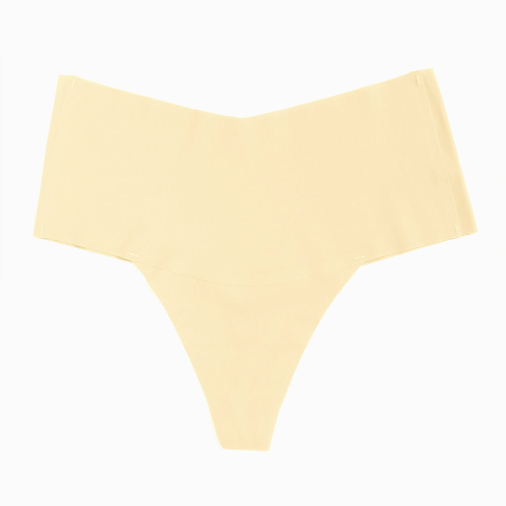 Nude Ice Silk High - Waist Seamless Thong – Trimmable Leg Opening - TeaseFashion