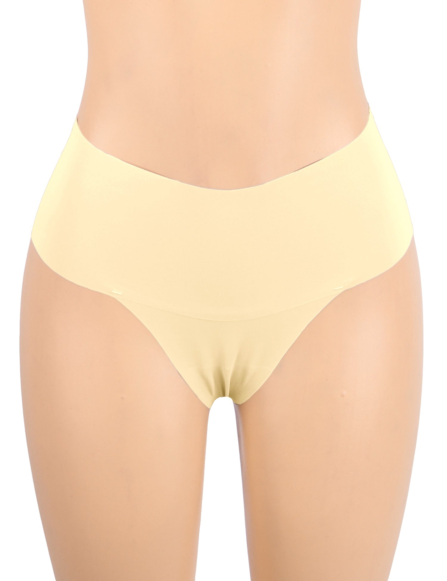 Nude Ice Silk High - Waist Seamless Thong – Trimmable Leg Opening - TeaseFashion