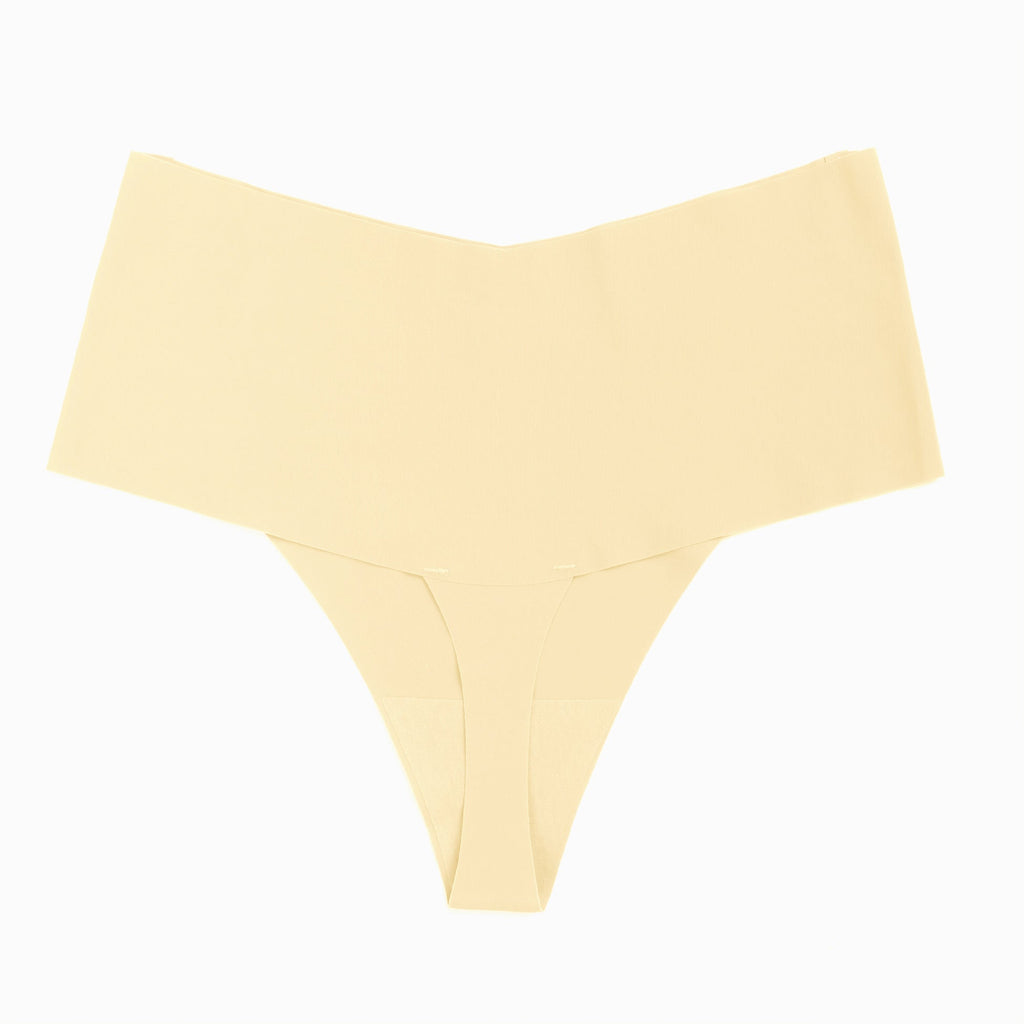 Nude Ice Silk High - Waist Seamless Thong – Trimmable Leg Opening - TeaseFashion