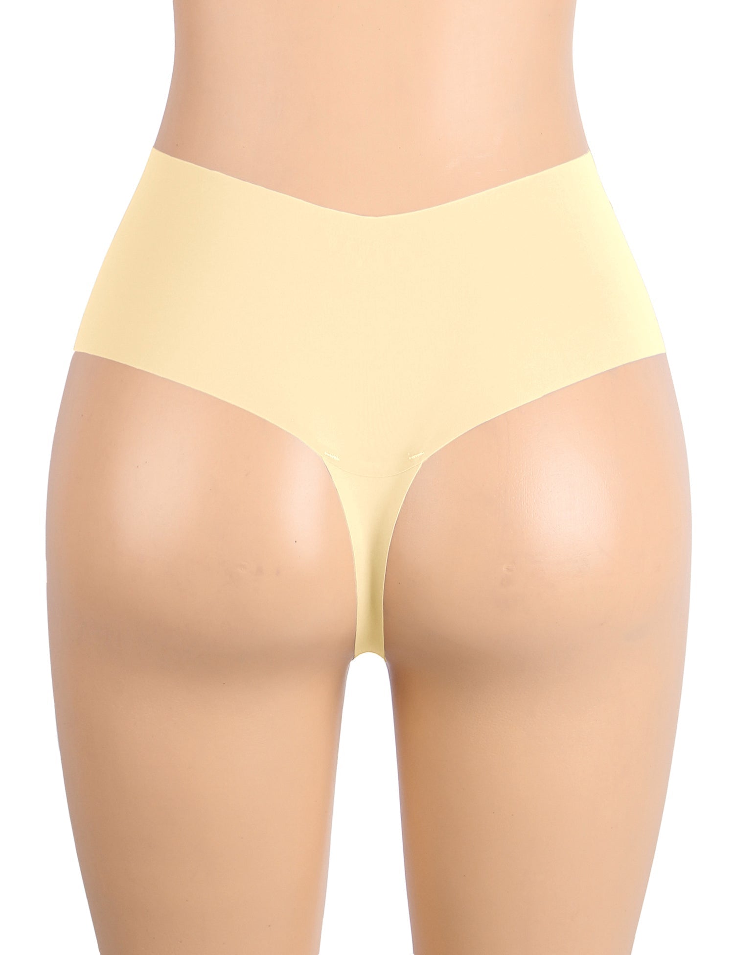 Nude Ice Silk High - Waist Seamless Thong – Trimmable Leg Opening - TeaseFashion