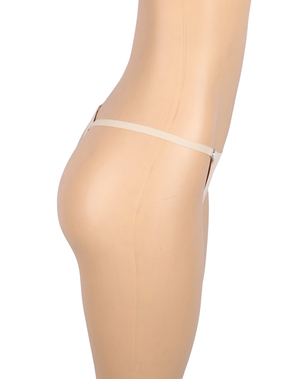 Nude Seamless Panty – Rhinestone Side Waist Detail, Swim Fabric & Trimmable Leg Opening - TeaseFashion
