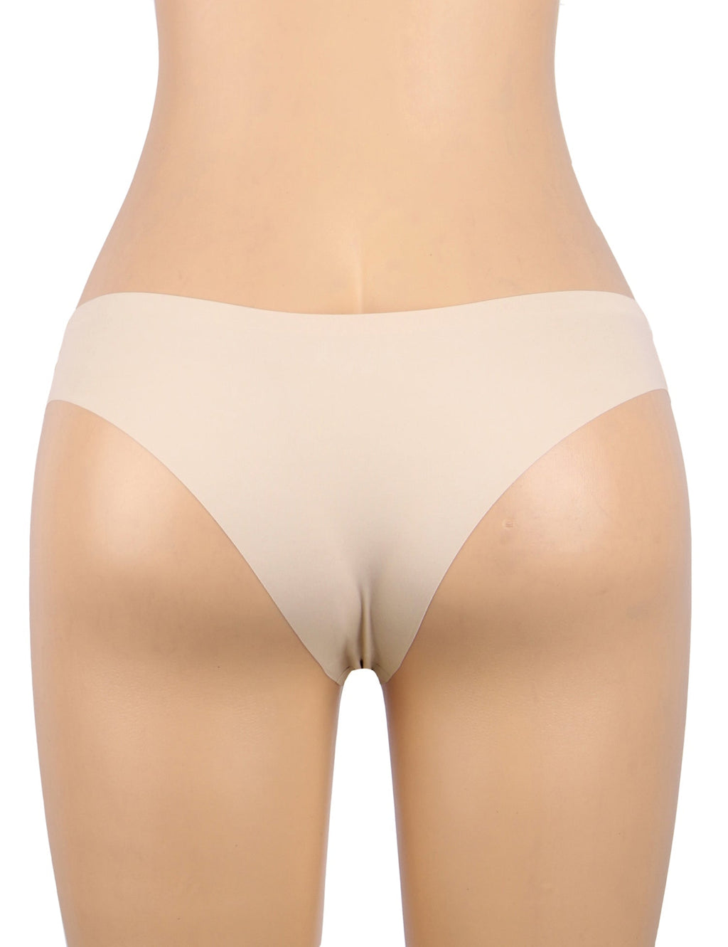 Nude Seamless Triangle Panty – V - Waist, Nylon Swim Fabric & Trimmable Leg Opening - TeaseFashion