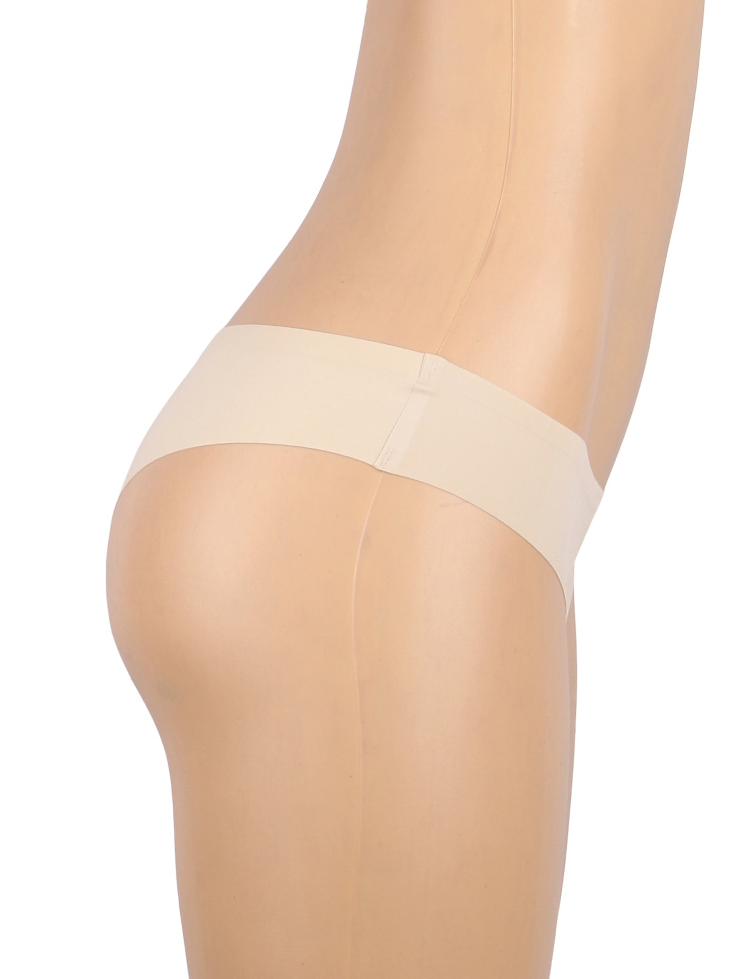 Nude Seamless Triangle Panty – V - Waist, Nylon Swim Fabric & Trimmable Leg Opening - TeaseFashion