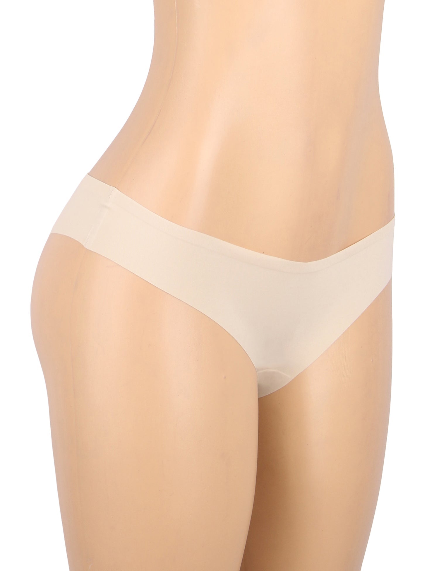 Nude Seamless Triangle Panty – V - Waist, Nylon Swim Fabric & Trimmable Leg Opening - TeaseFashion