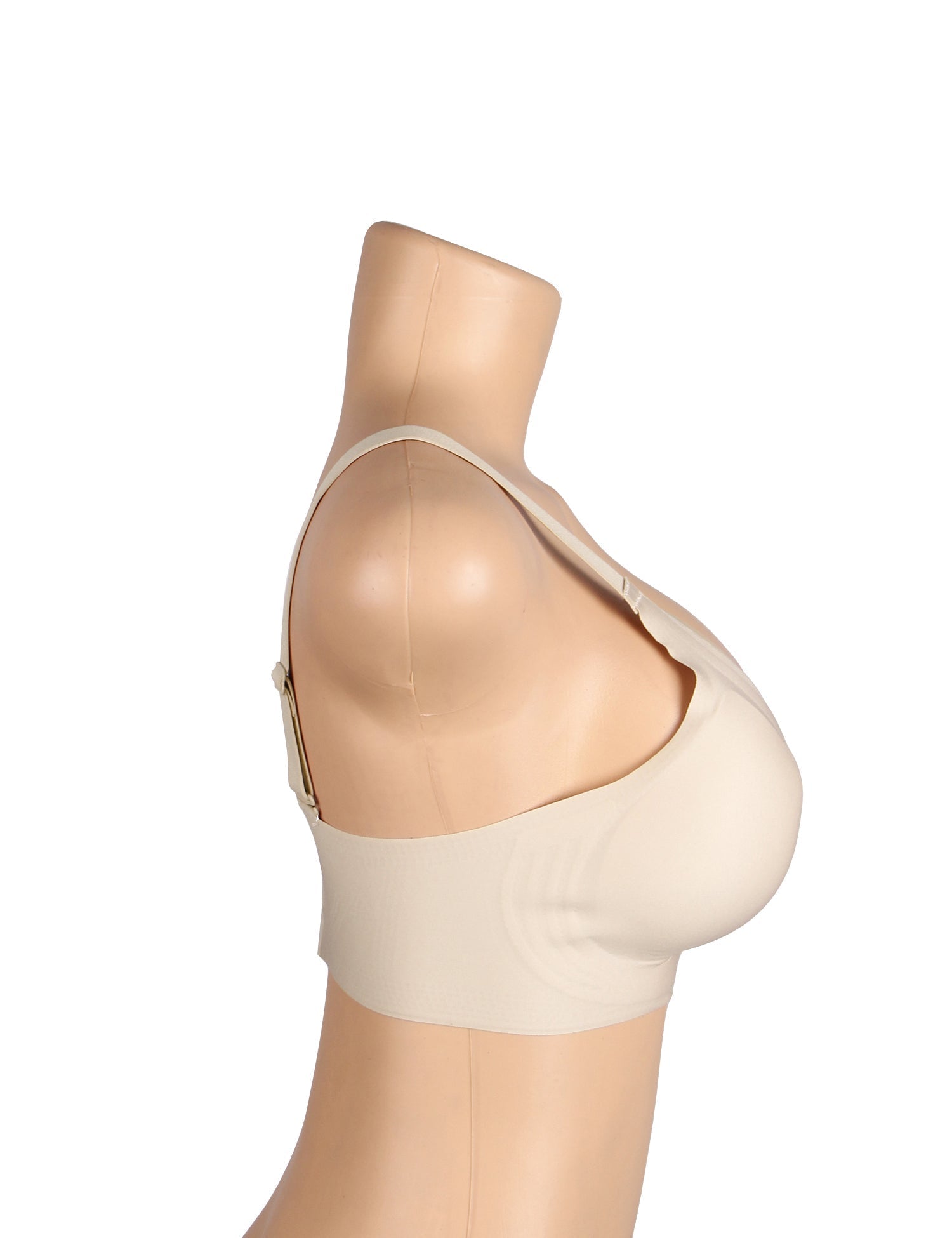 Nude Seamless Wireless Bra with Jelly - Strip Support & Cross Mesh - TeaseFashion