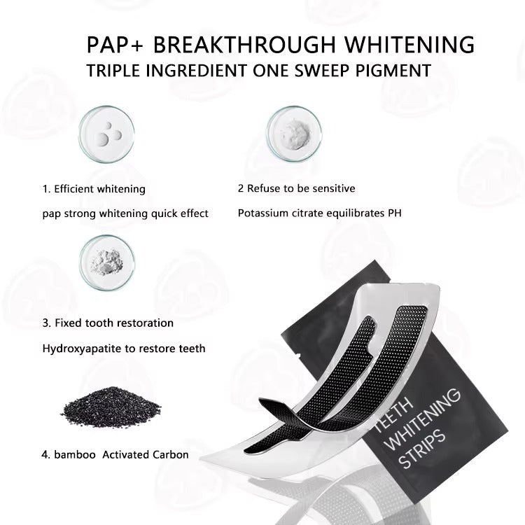 PAP Charcoal Teeth Whitening Strips Sensitive Teeth Cleaning Fast Stain Removal (7 PCS) - TEASEFASHION