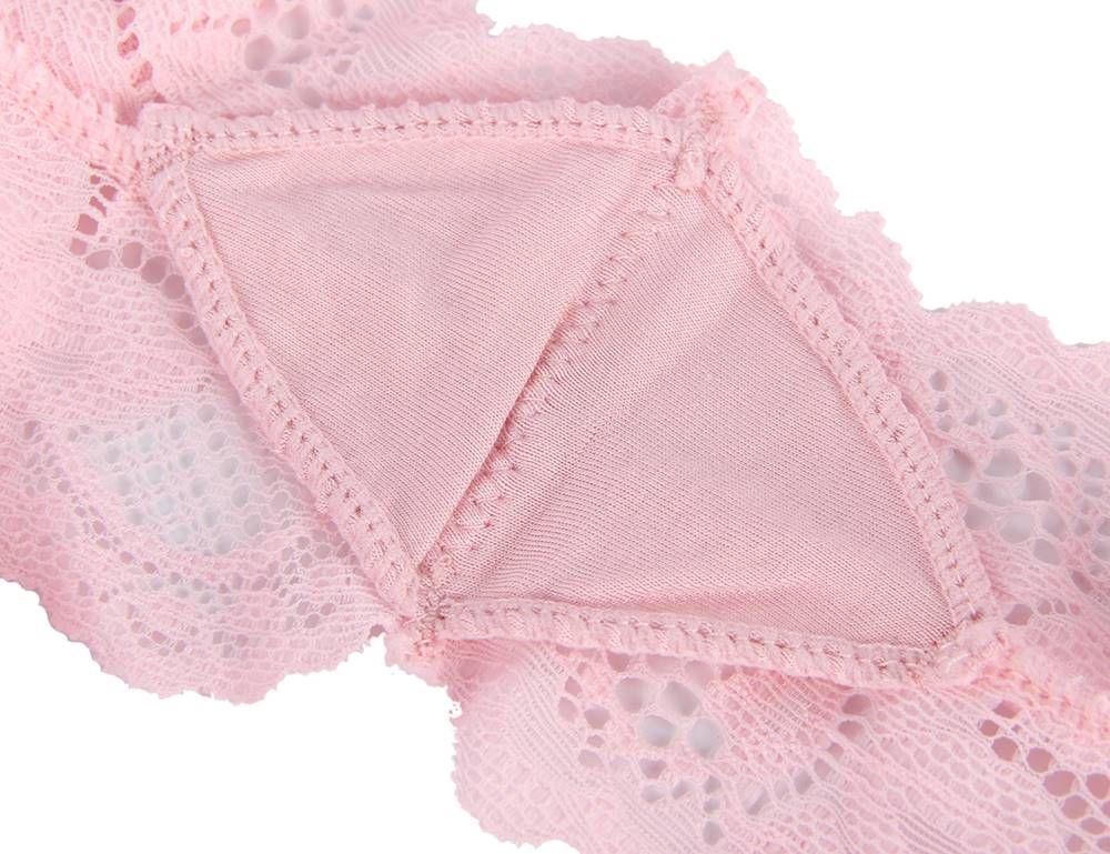 Pink 3D Floral Lace Panty with Cotton Gusset - TeaseFashion