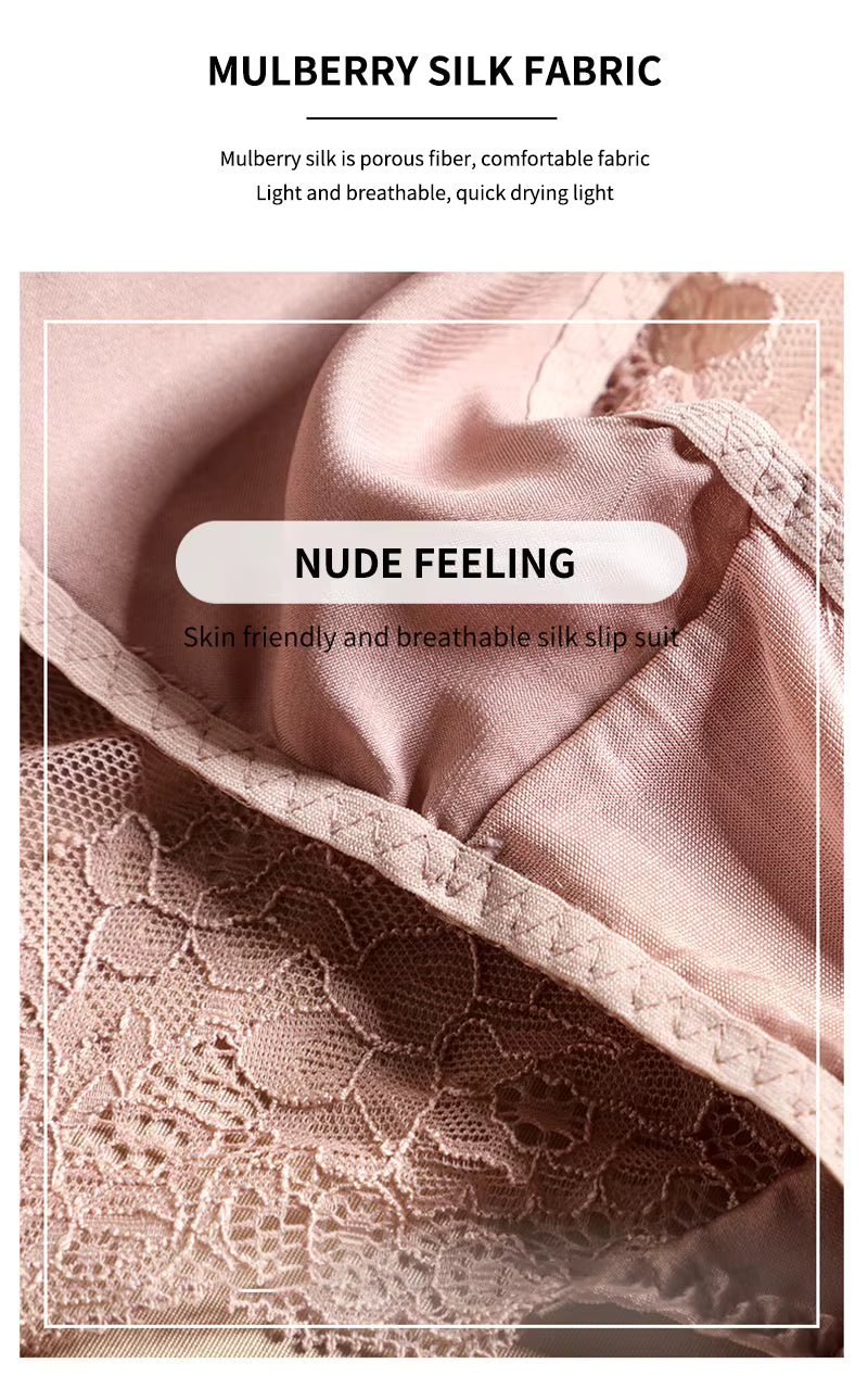 Pink French Elegant Lace Edge Floral Print Silk Brief for Soft Comfort and Feminine Everyday Luxury - TEASEFASHION