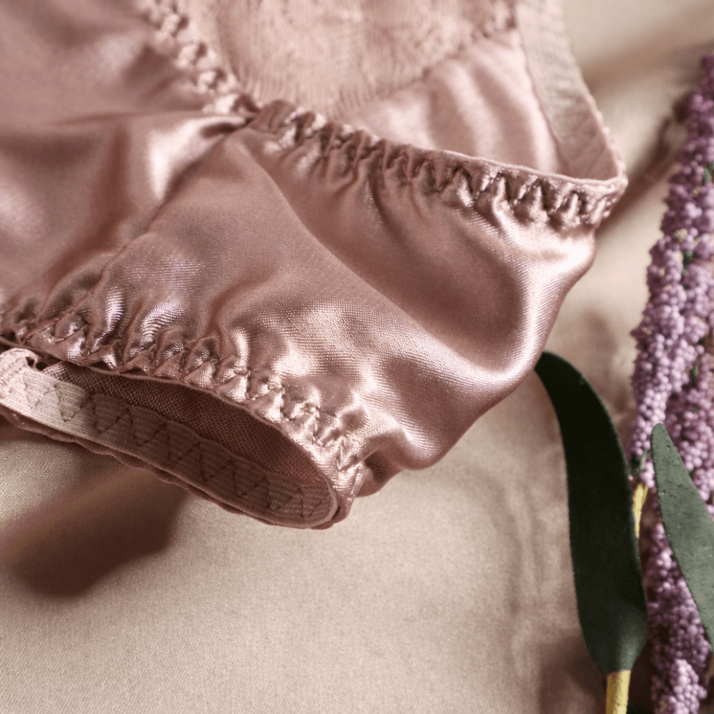 Pink French Elegant Lace Edge Floral Print Silk Brief for Soft Comfort and Feminine Everyday Luxury - TEASEFASHION