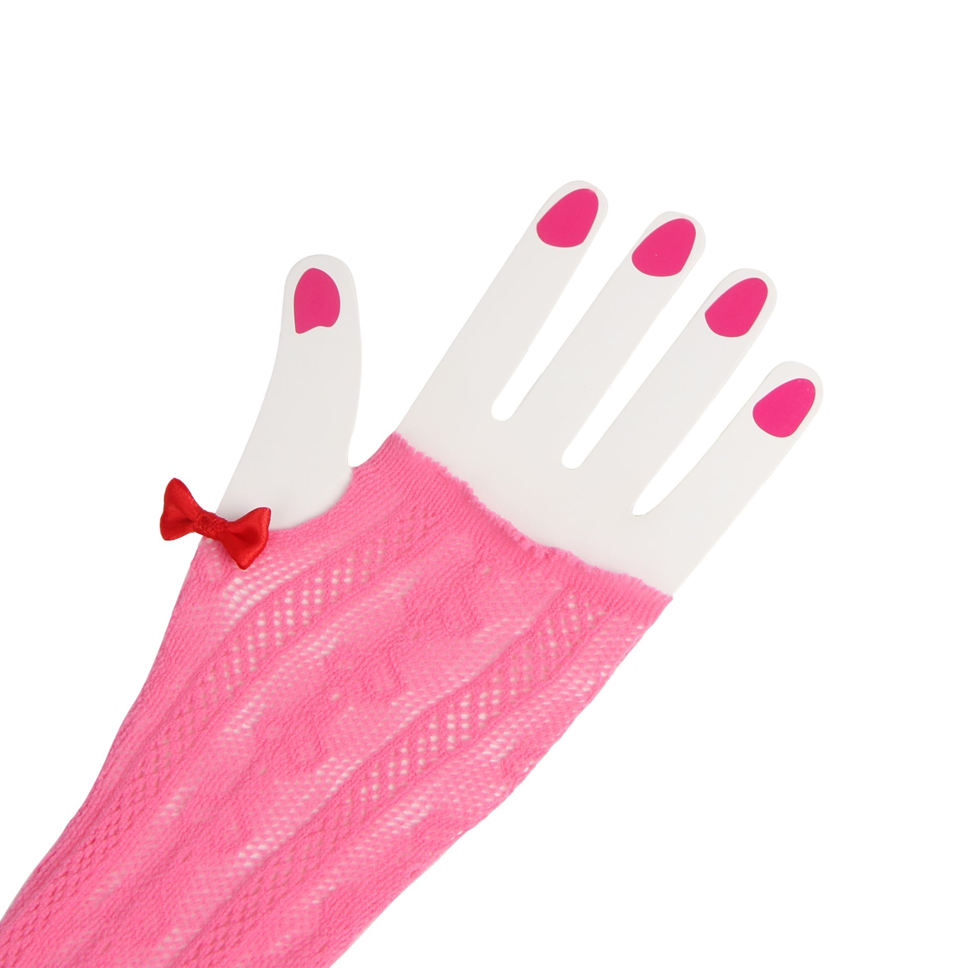 Pink Heart - Mesh Strapless Mini Skirt & Bow - Cuff Shawl Set - TeaseFashion