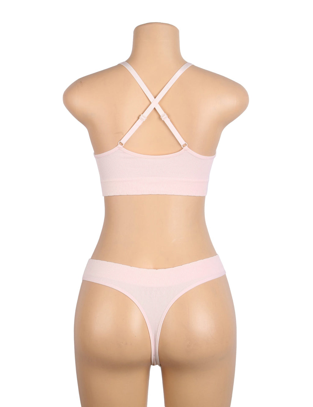 Pink Knitted Seamless Bra Set with 3D Strawberry Embroidery - TeaseFashion