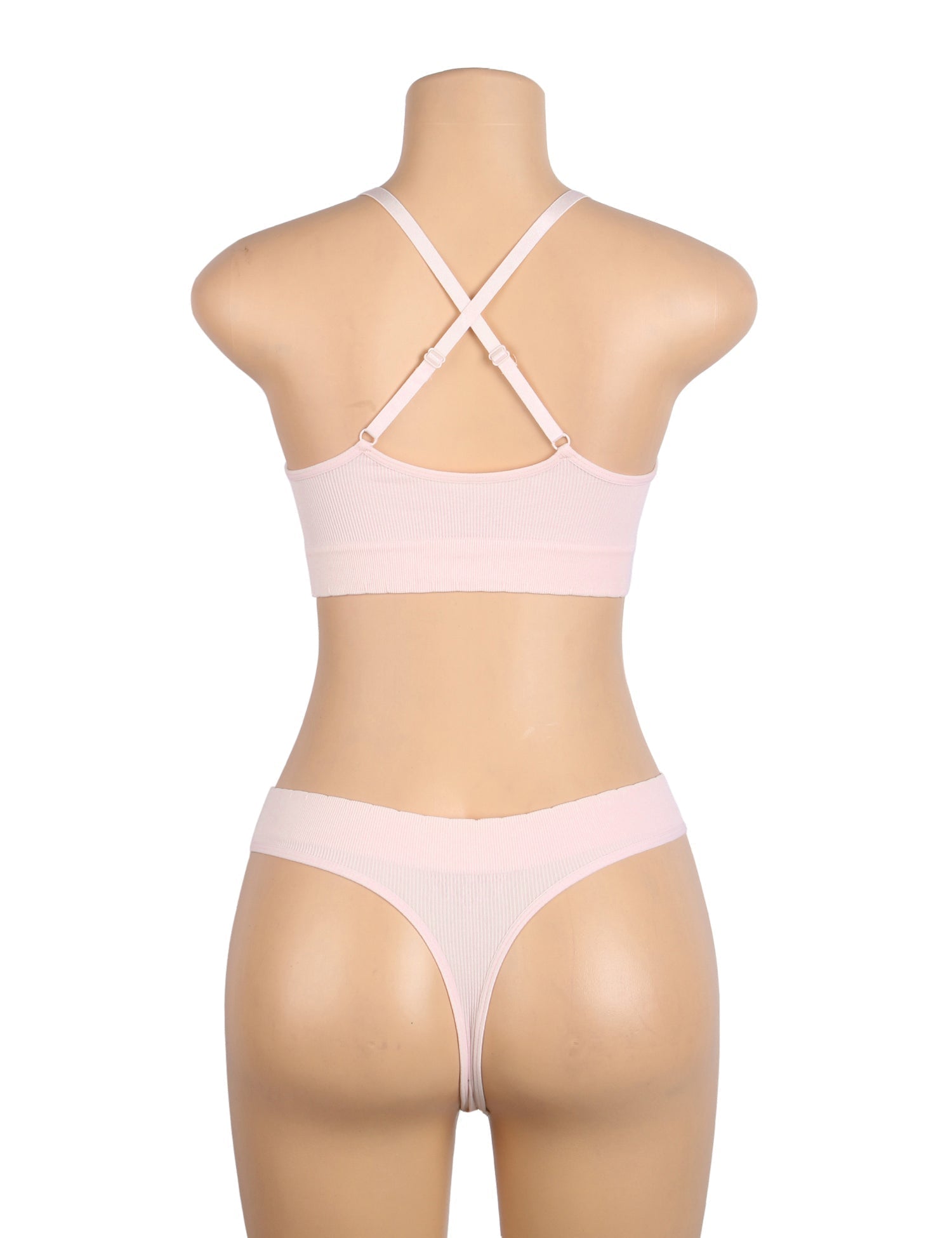 Pink Knitted Seamless Bra Set with 3D Strawberry Embroidery - TeaseFashion