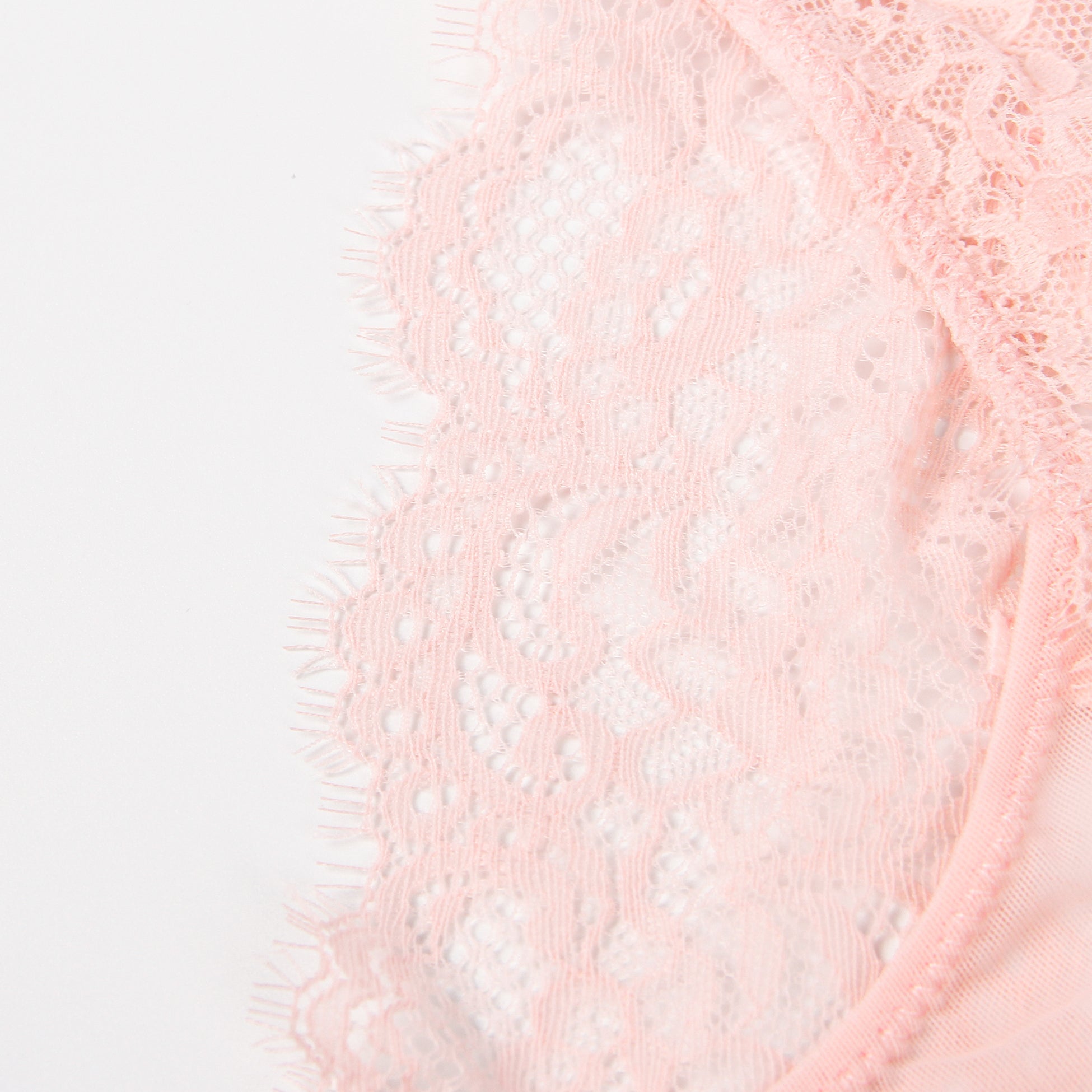 Pink Lace & Mesh Panty – V - Back with Cross - Stitch & Bow Detail - TeaseFashion