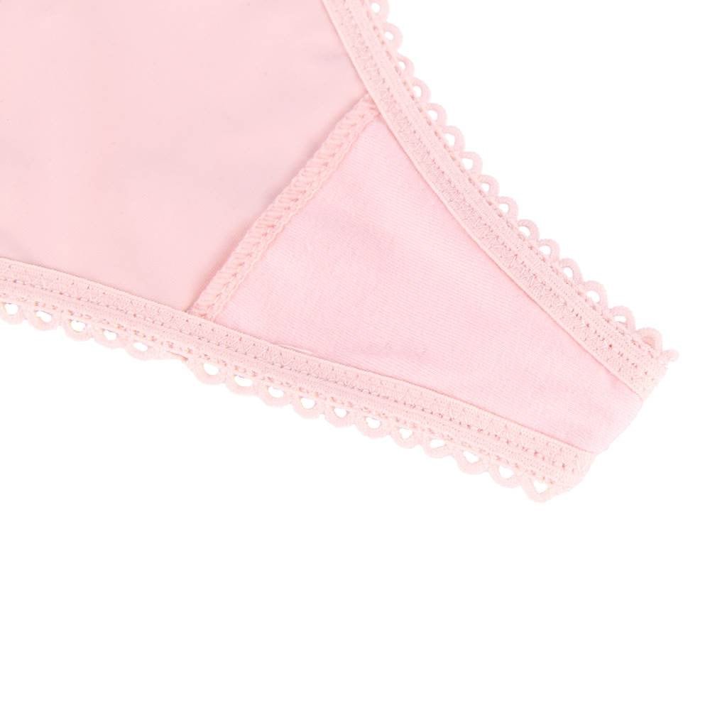 Pink Lace Mesh Panty with Bow Front, Criss - Cross Ribbon Back & Cotton Crotch Lining - TeaseFashion