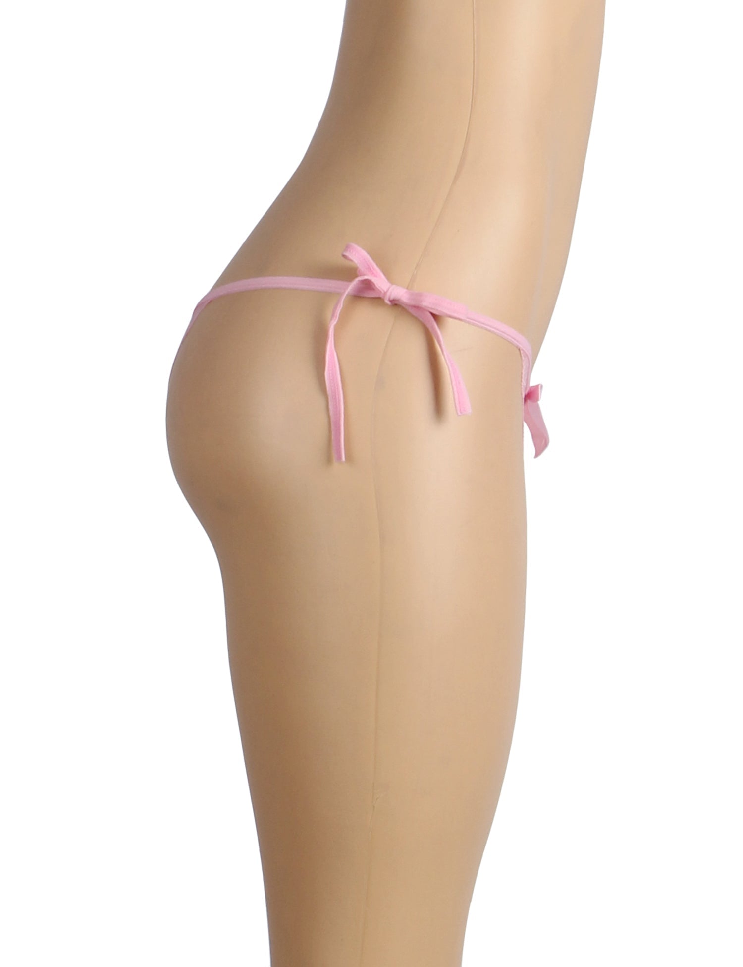 Pink Lace Tie - Side Panty – Open Crotch, Adjustable Waist Ties & Bow Detail - TeaseFashion