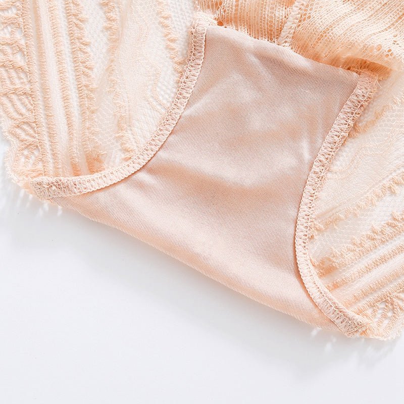 Pink Low Waist Transparent Hollow Out Seamless Underwear - TEASEFASHION
