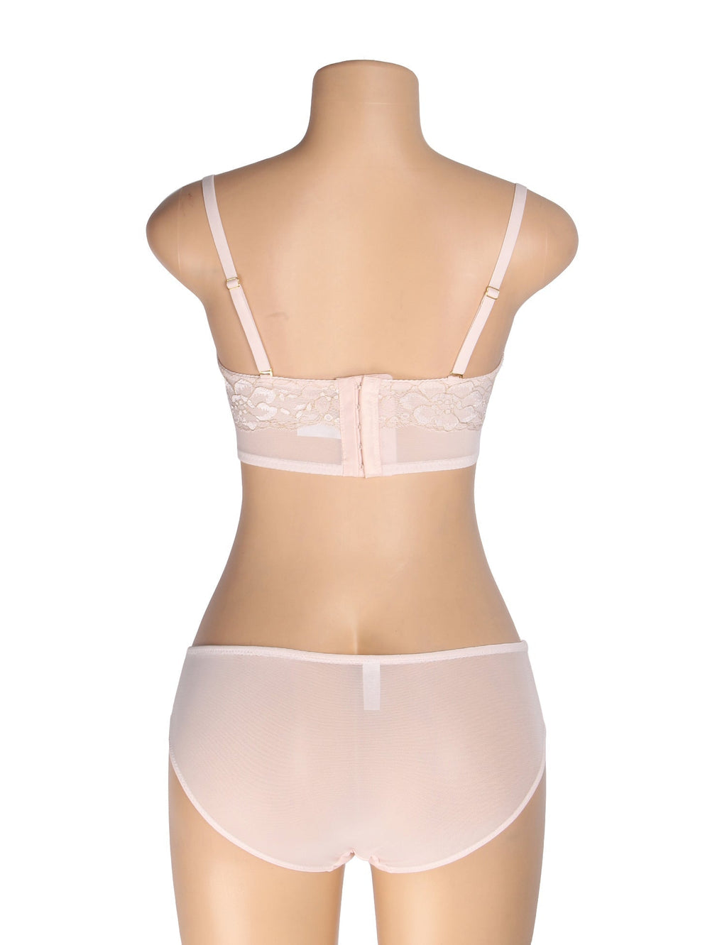 Pink Mesh & Silk Lace Bra Set – Underwire, 3D Lace & Bow Detail - TeaseFashion