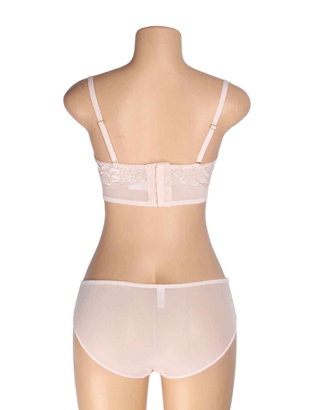 Pink Mesh & Silk Lace Bra Set – Underwire, 3D Lace & Bow Detail - TeaseFashion