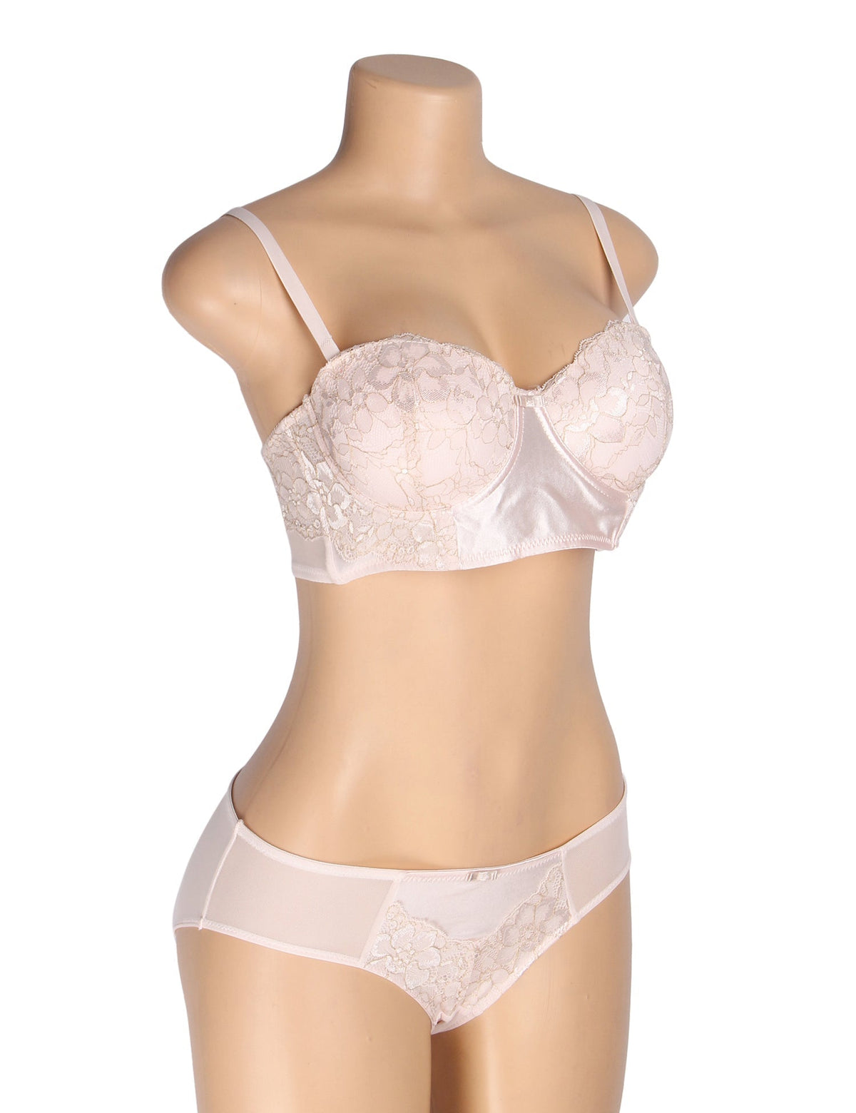 Pink Mesh & Silk Lace Bra Set – Underwire, 3D Lace & Bow Detail - TeaseFashion
