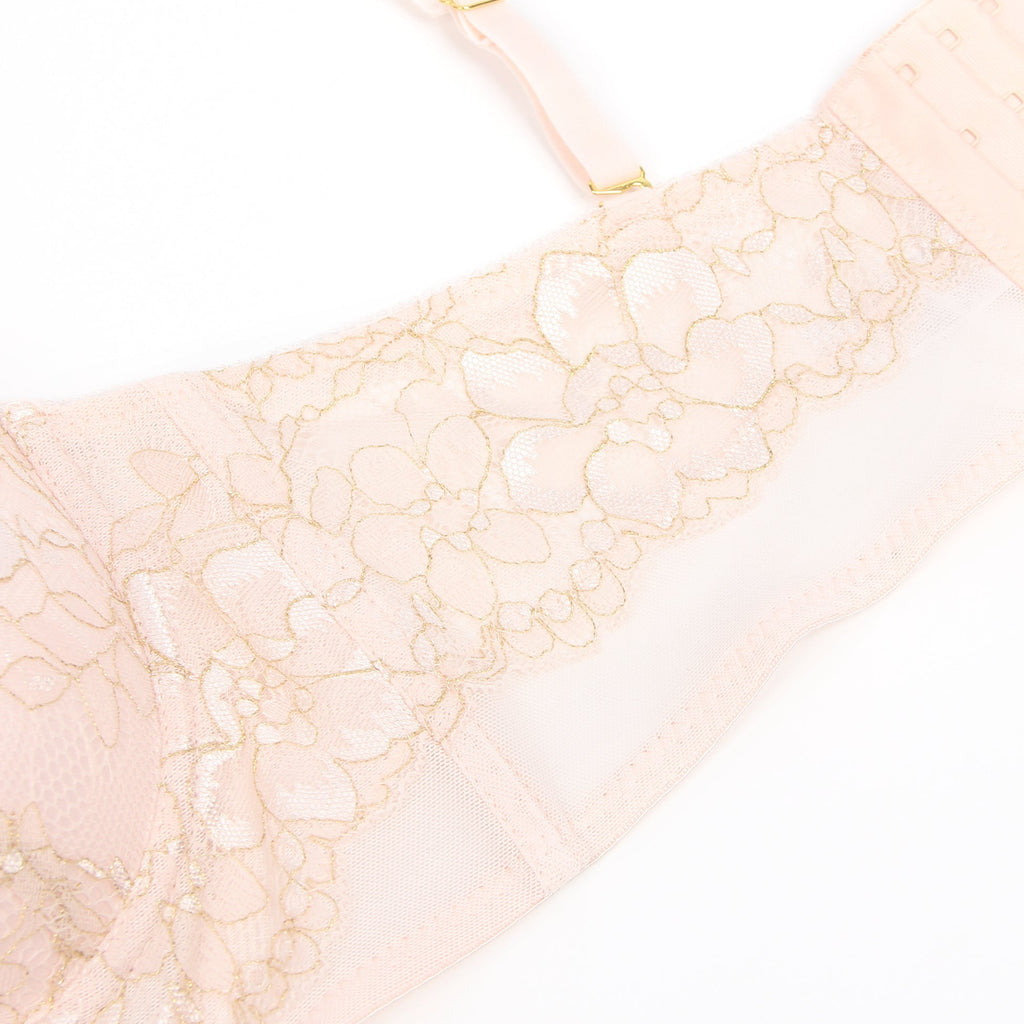 Pink Mesh & Silk Lace Bra Set – Underwire, 3D Lace & Bow Detail - TeaseFashion