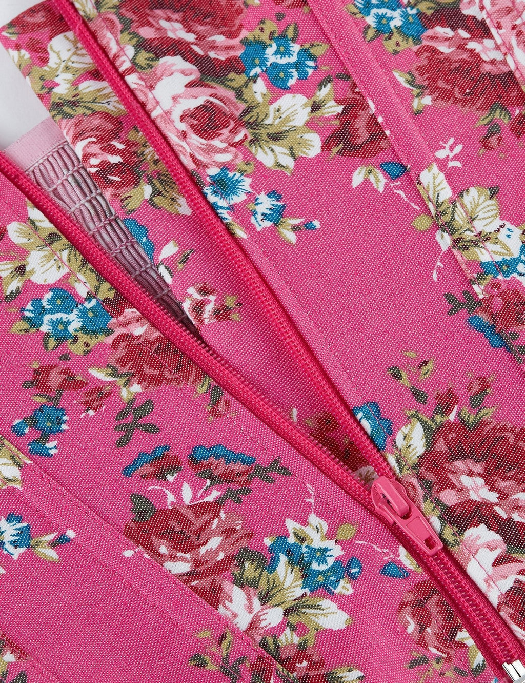 Pink Printed Corset with Puff Sleeves & Heart Bustier - TeaseFashion