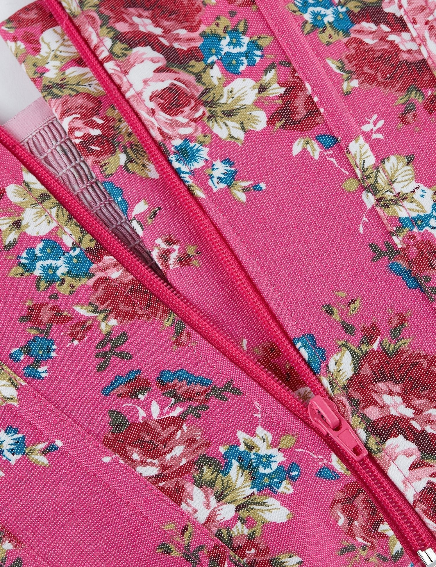 Pink Printed Corset with Puff Sleeves & Heart Bustier - TeaseFashion