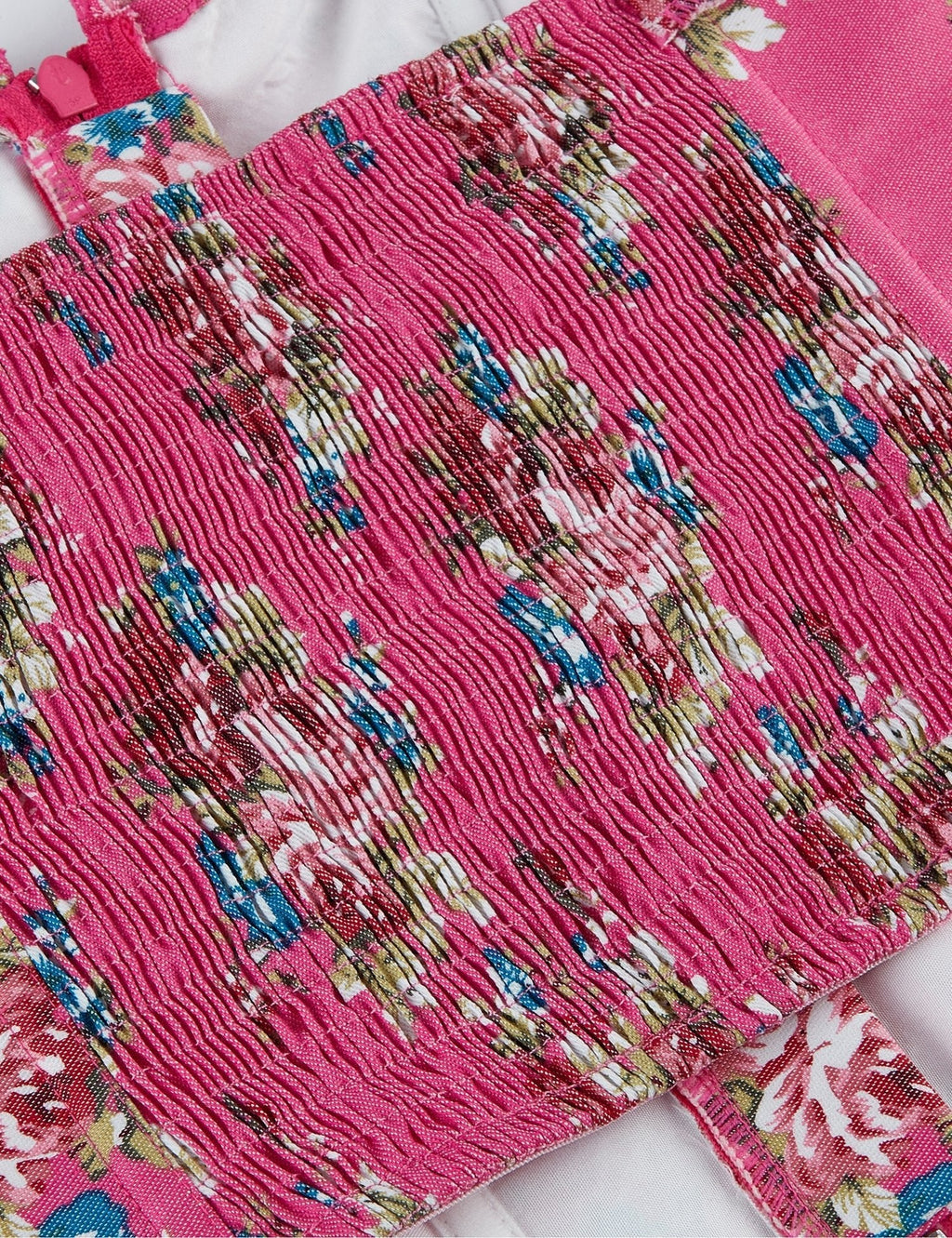 Pink Printed Corset with Puff Sleeves & Heart Bustier - TeaseFashion