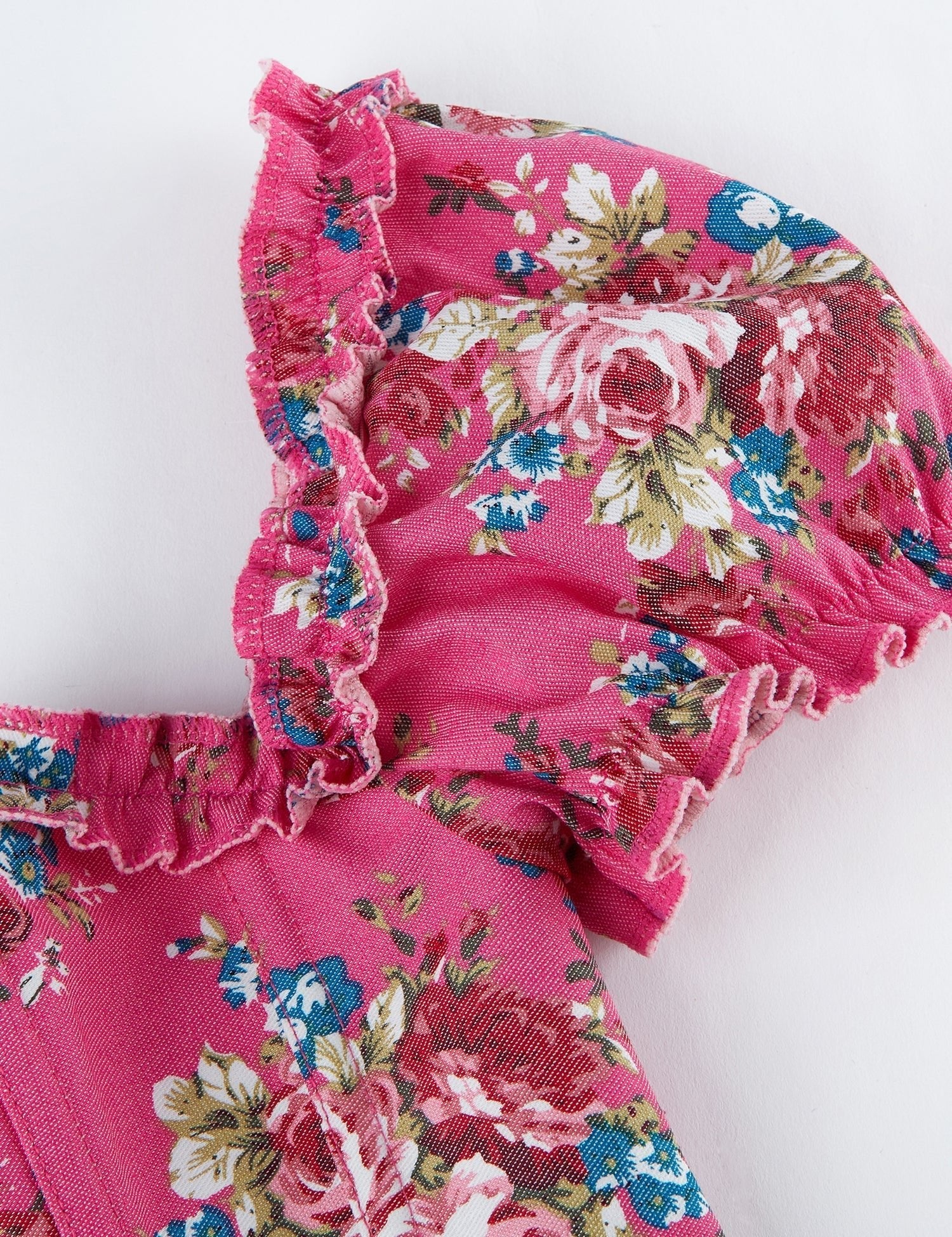 Pink Printed Corset with Puff Sleeves & Heart Bustier - TeaseFashion