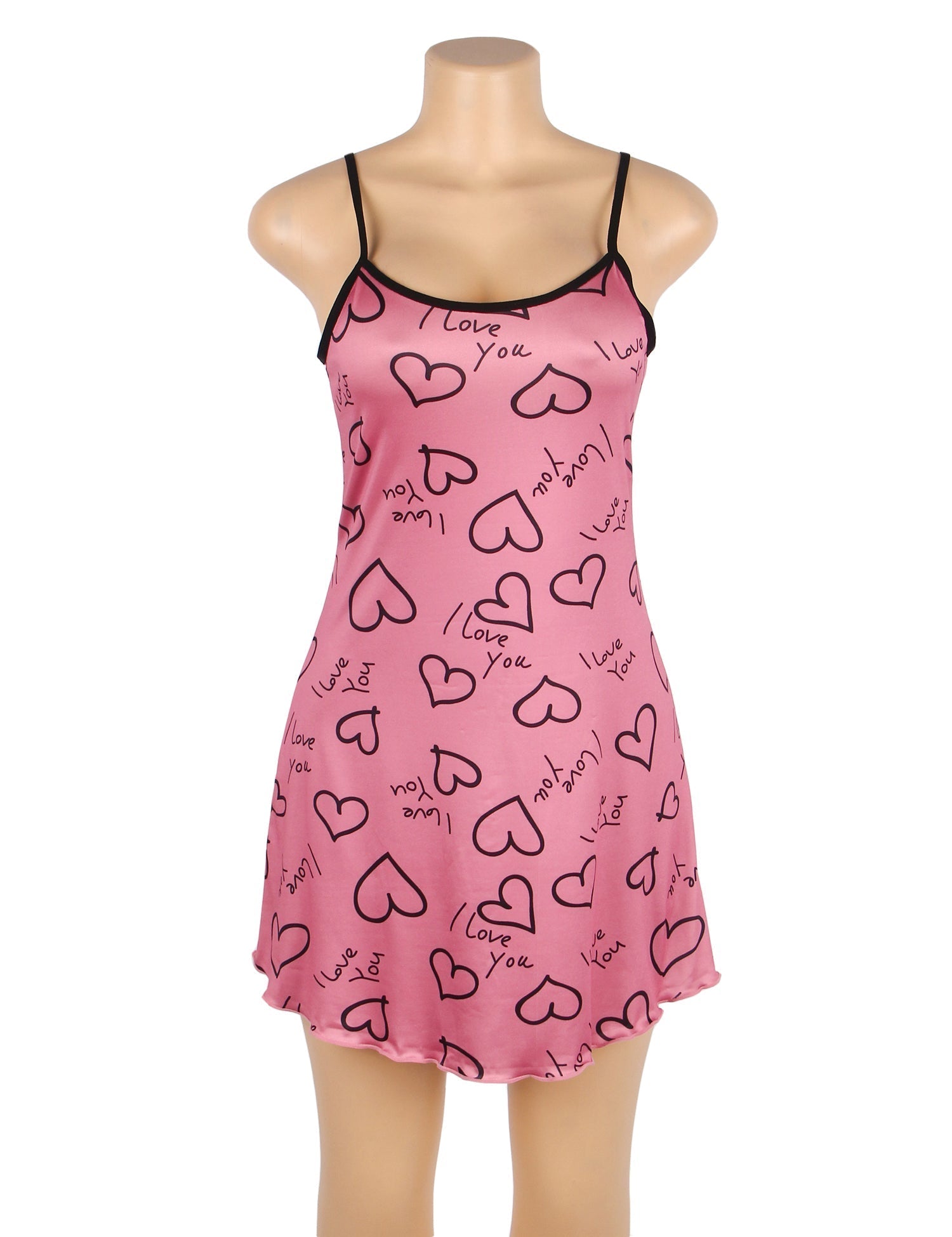 Pink Printed Milk Silk Suspender Mini Dress – Adjustable Straps Homewear - TeaseFashion