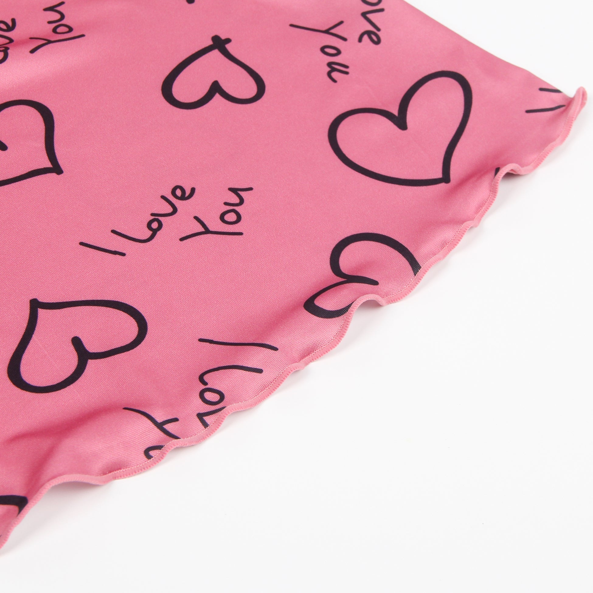 Pink Printed Milk Silk Suspender Mini Dress – Adjustable Straps Homewear - TeaseFashion