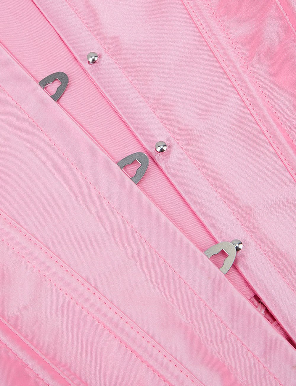 Pink Satin Corset with Mesh Lantern Sleeves & Steel Buckle - TeaseFashion