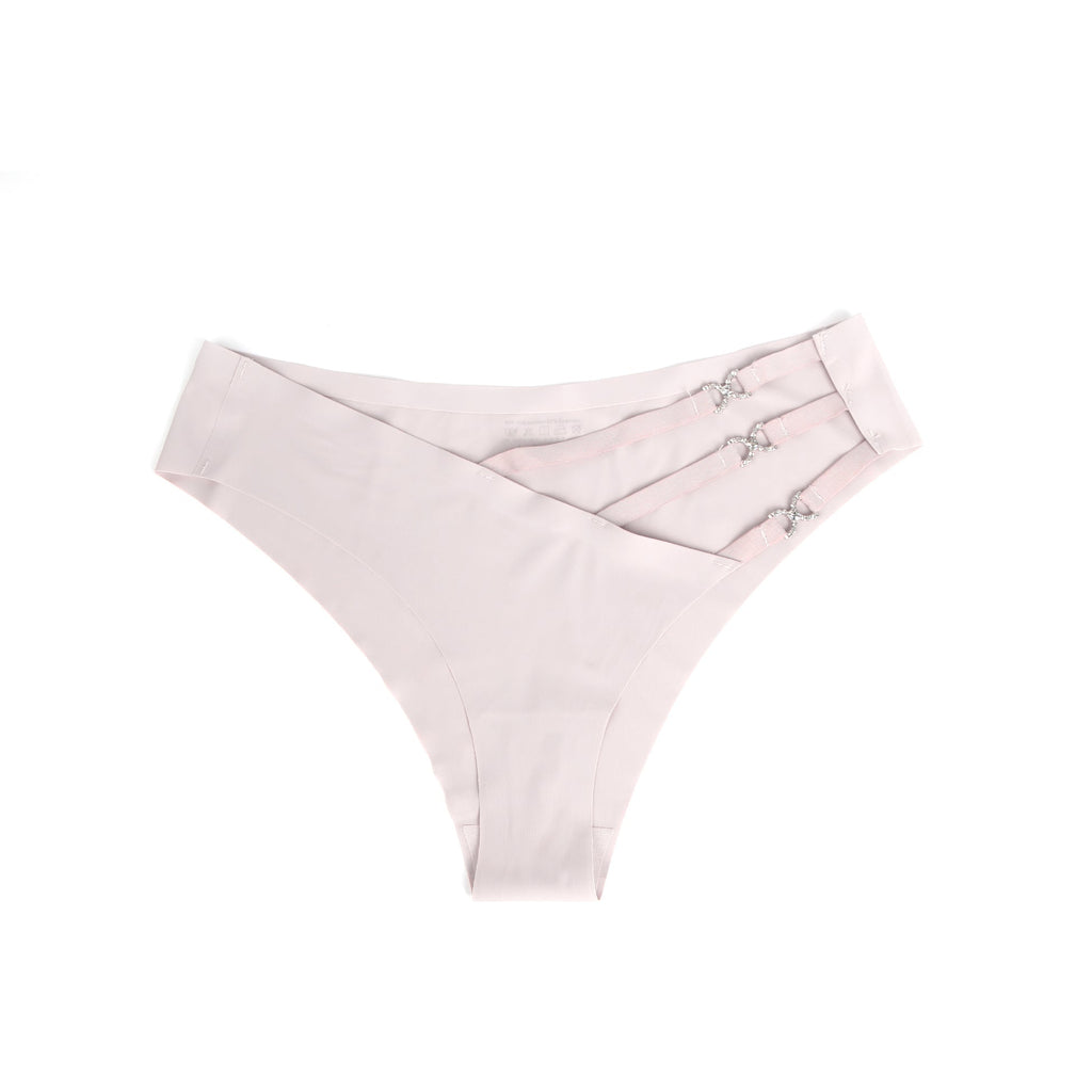 Pink Seamless Panty – Decorative Ring Waistband Detail, Nylon Swim Fabric & Trimmable Hem - TeaseFashion
