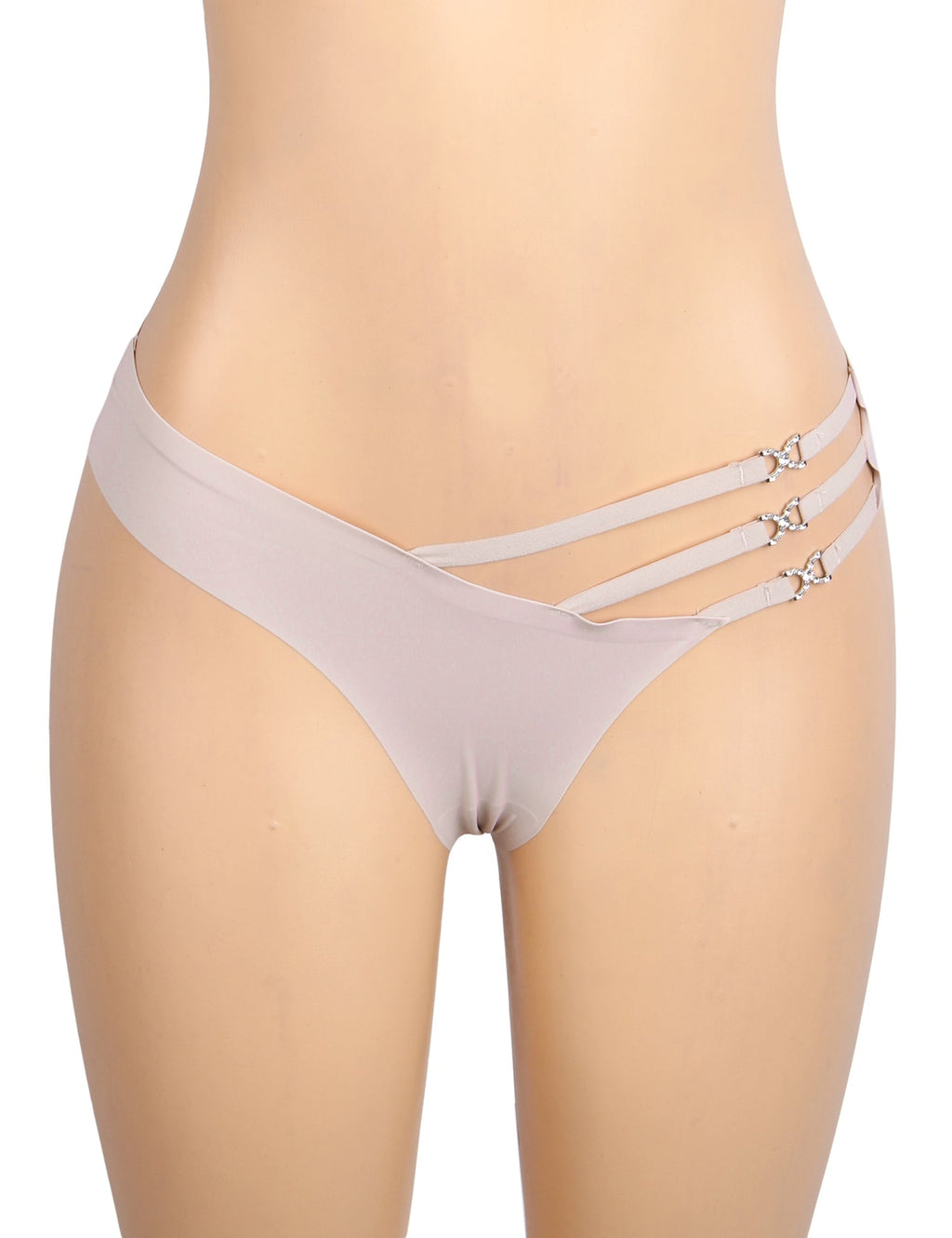 Pink Seamless Panty – Decorative Ring Waistband Detail, Nylon Swim Fabric & Trimmable Hem - TeaseFashion