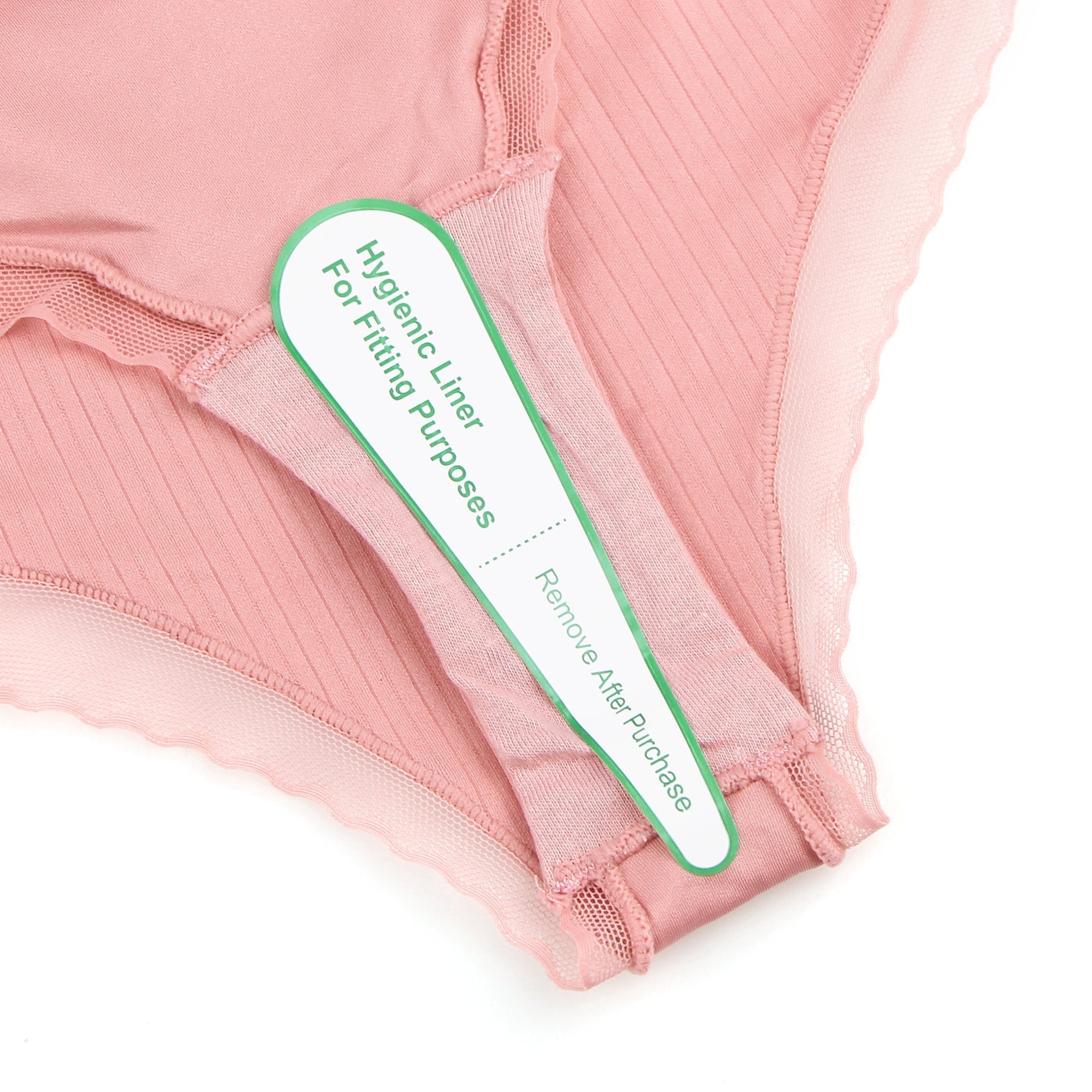 Pink Striped Brief with Mesh Front Panel & 3D Bow - TeaseFashion
