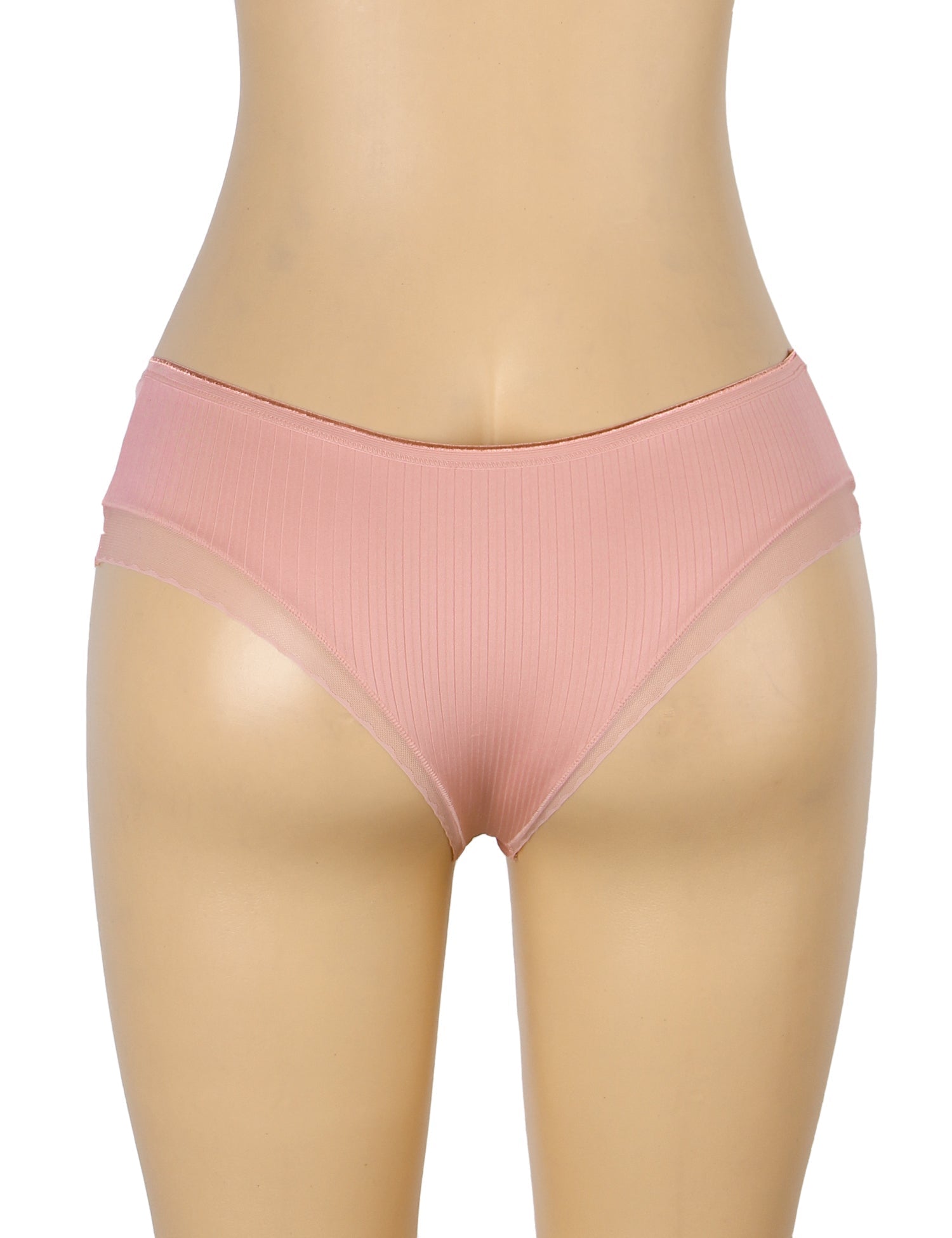 Pink Striped Brief with Mesh Front Panel & 3D Bow - TeaseFashion
