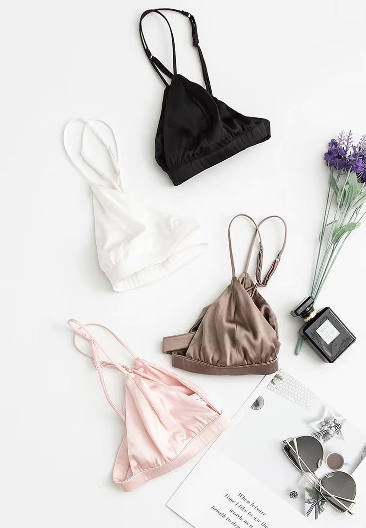 Pink Triangle Wire - Free Breathable Silk Bra - TeaseFashion