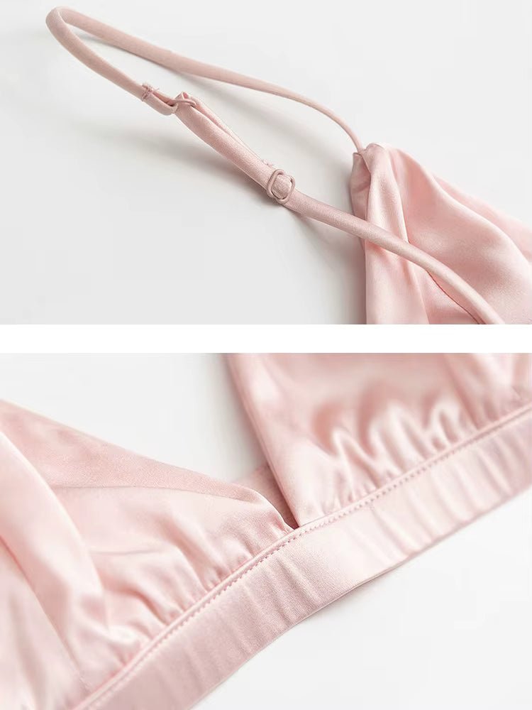 Pink Triangle Wire - Free Breathable Silk Bra - TeaseFashion