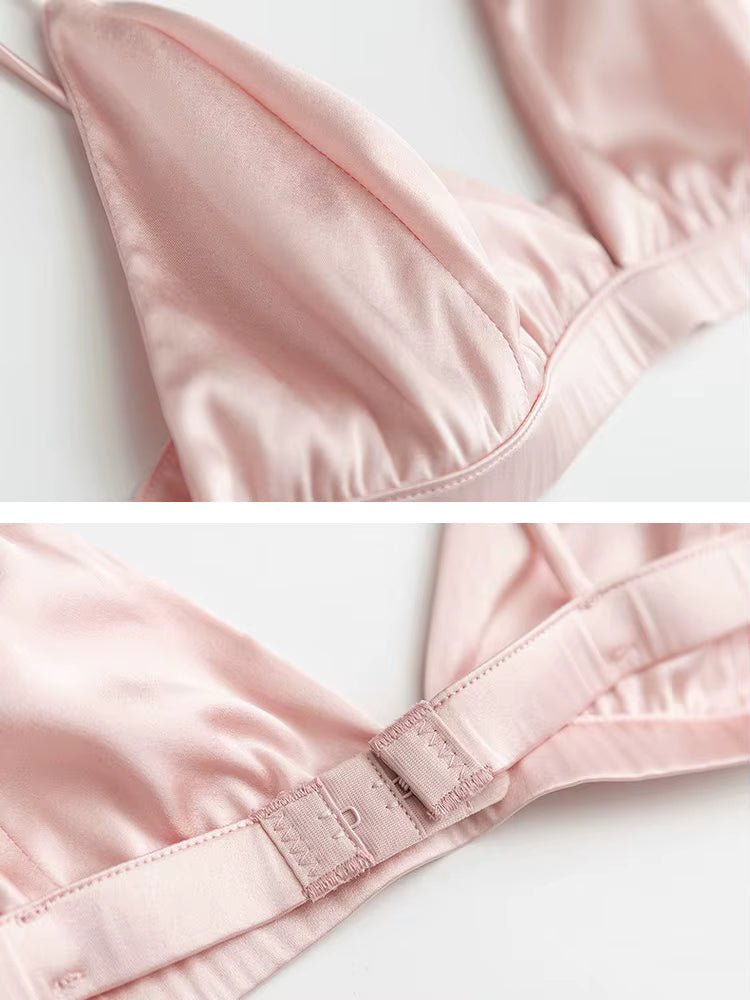 Pink Triangle Wire - Free Breathable Silk Bra - TeaseFashion