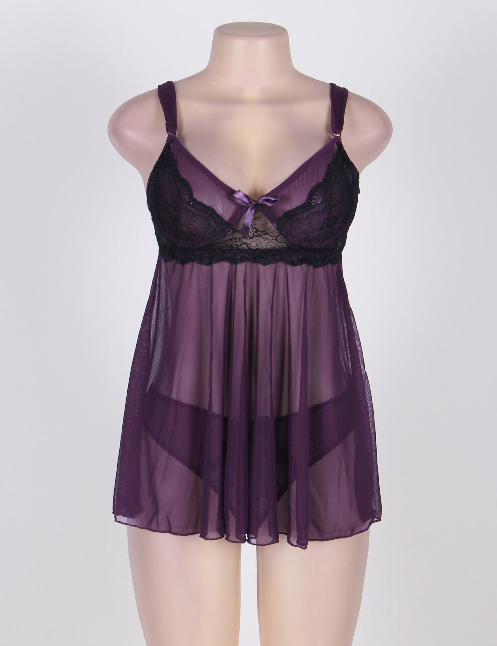 Plus Size Appealing Purple Mini Dress With Straps - TeaseFashion