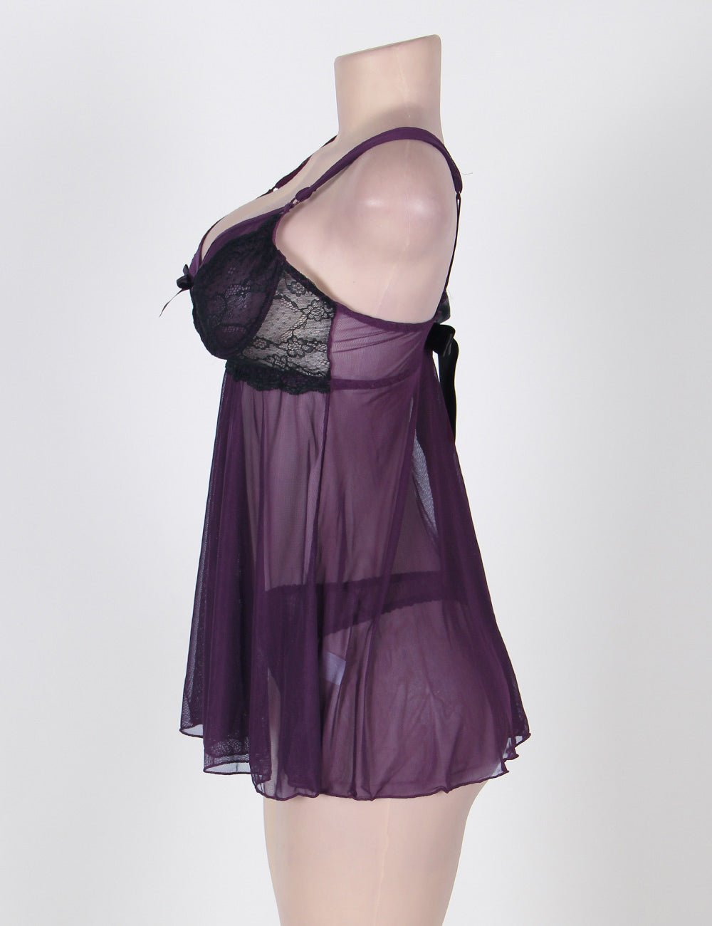 Plus Size Appealing Purple Mini Dress With Straps - TeaseFashion
