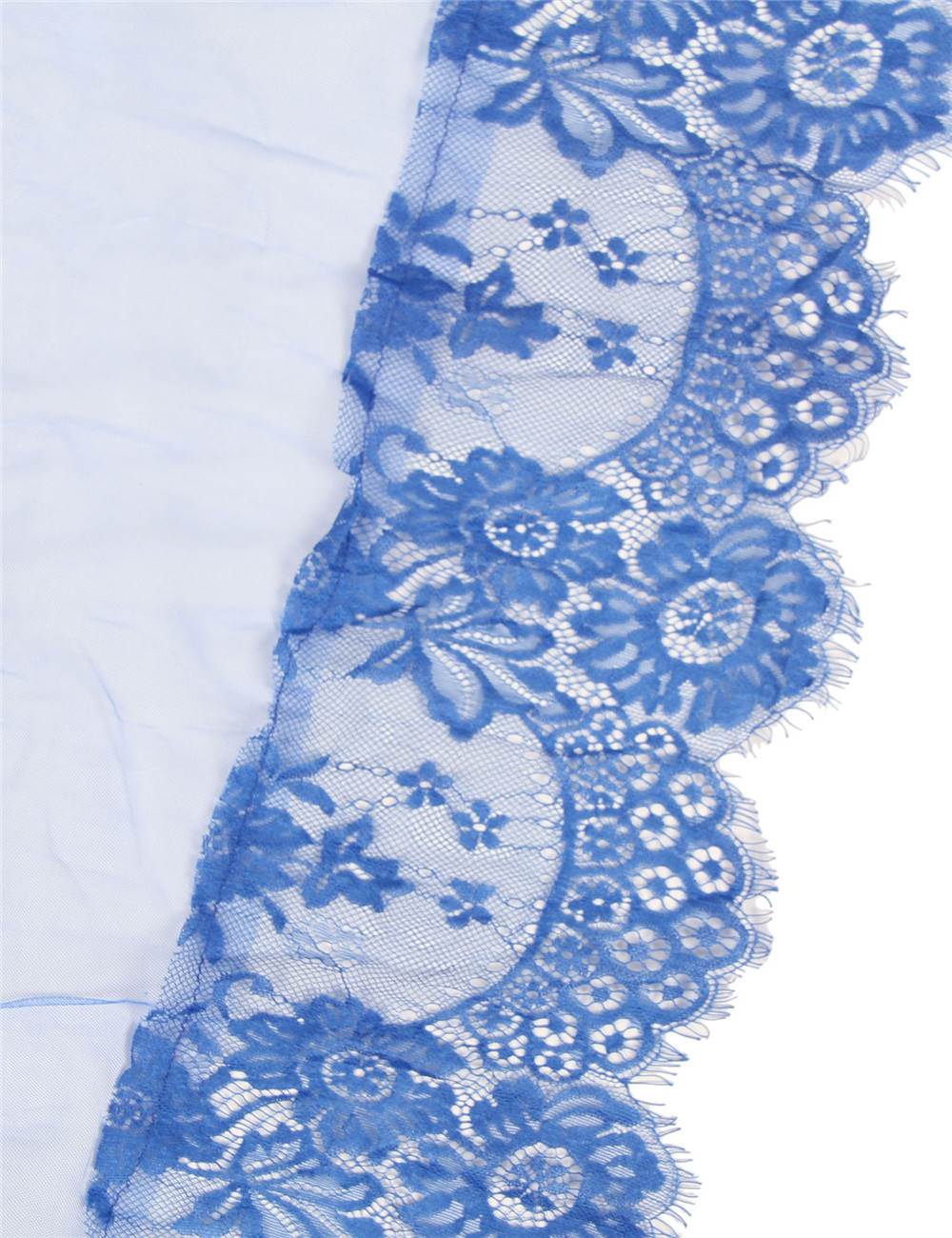 Plus Size Blue Delicate Lace Long Sleepwear Gown - TeaseFashion