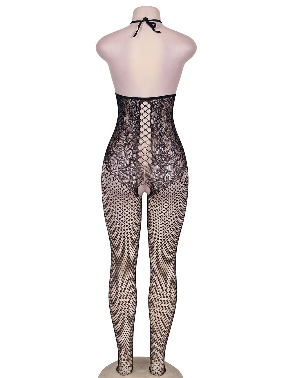 Plus Size Open Cup and Open Back Bodystocking - TeaseFashion