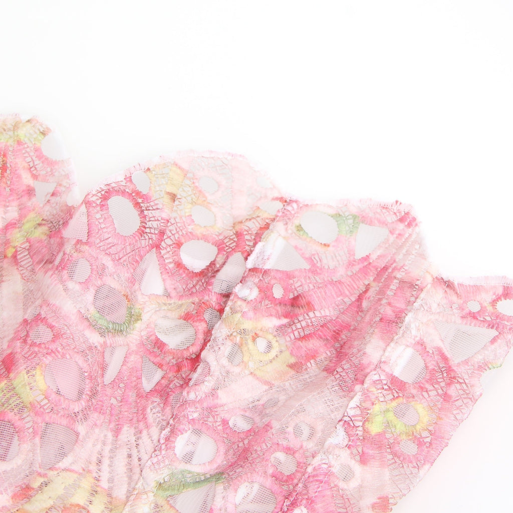 Printed Hollow Lace - Up Corset with 14 Steel Bones - TeaseFashion