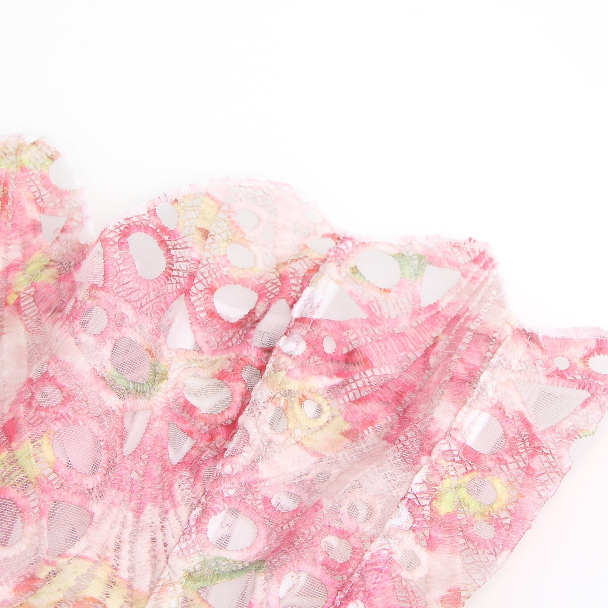 Printed Hollow Lace - Up Corset with 14 Steel Bones - TeaseFashion