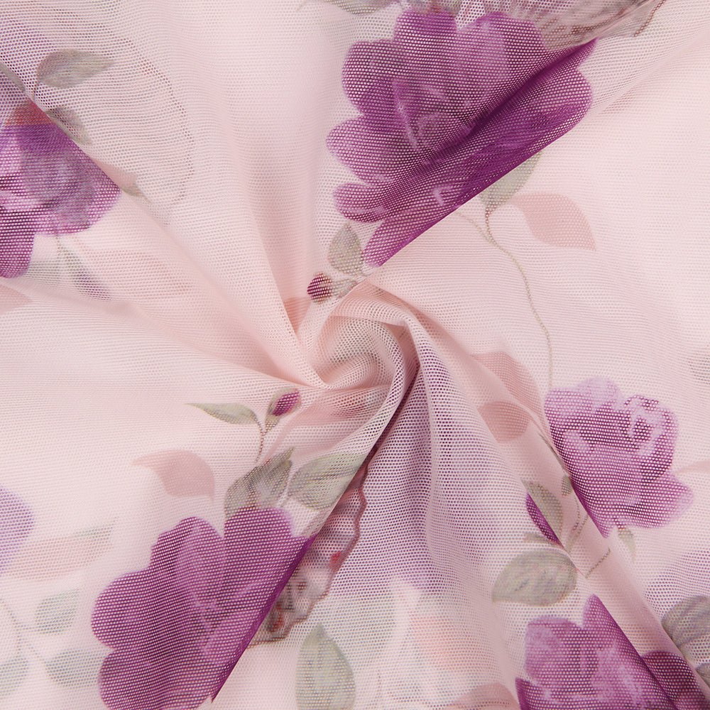 Purple Floral Transparent Babydoll with G - String Set - TeaseFashion