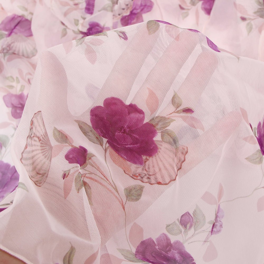 Purple Floral Transparent Babydoll with G - String Set - TeaseFashion