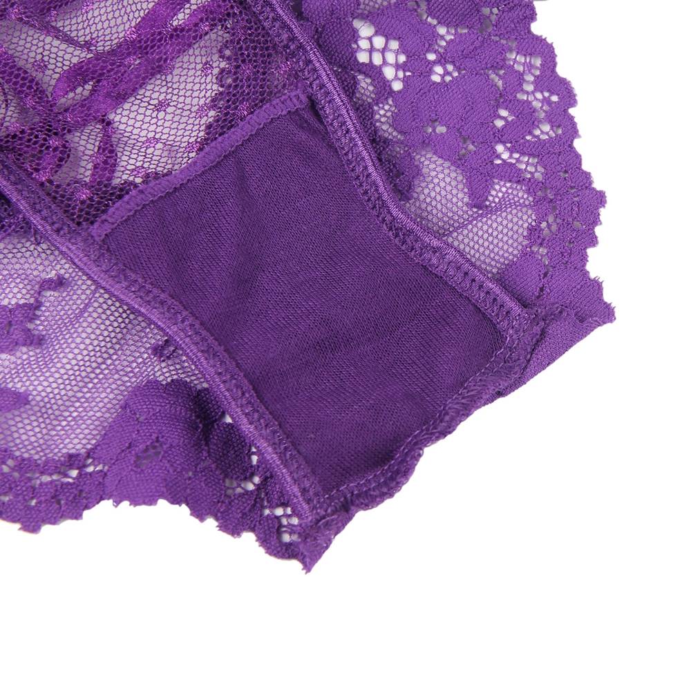 Purple High - Waist Lace Panty – Adjustable Straps & Cotton Gusset - TeaseFashion